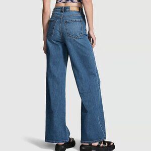 VICTORIA'S SECRET by PINK WIDE LEG HIGH RISE BAGGY JEANS STRETCH DENIM sz 8
